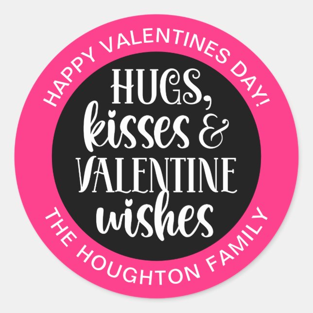 Personalized Hot Pink Valentine Sticker (Front)