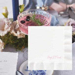 Personalized Hot Pink Wedding Coined Luncheon Napkins