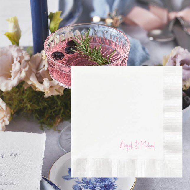 Personalized Hot Pink Wedding Coined Luncheon Napkins (Creator Uploaded)