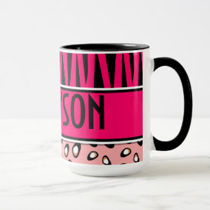 Personalized Hot Pink Zebra Leopard Bowling Mug