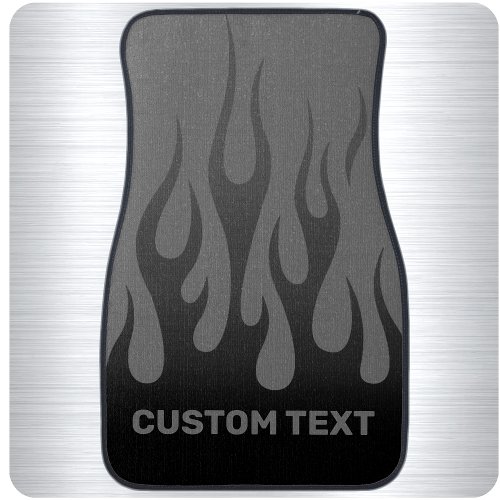 Personalized Hot Rod Flames Custom Gray Racing Car Floor Mat