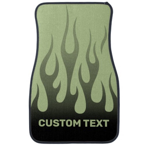 Personalized Hot Rod Flames Custom Green Racing Car Floor Mat