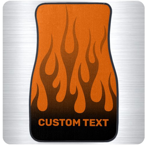 Personalized Hot Rod Flames Custom Orange Racing Car Floor Mat