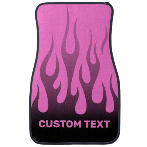 Personalized Hot Rod Flames Custom Pink Racing Car Floor Mat