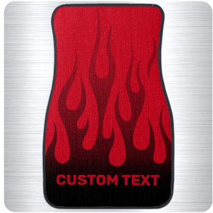 Personalized Hot Rod Flames Custom Red Racing Car Floor Mat