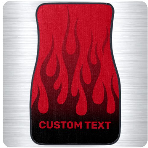 Personalized Hot Rod Flames Custom Red Racing Car Floor Mat