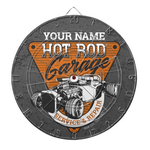 Personalized Hot Rod Garage Roadster Repair Shop  Dart Board
