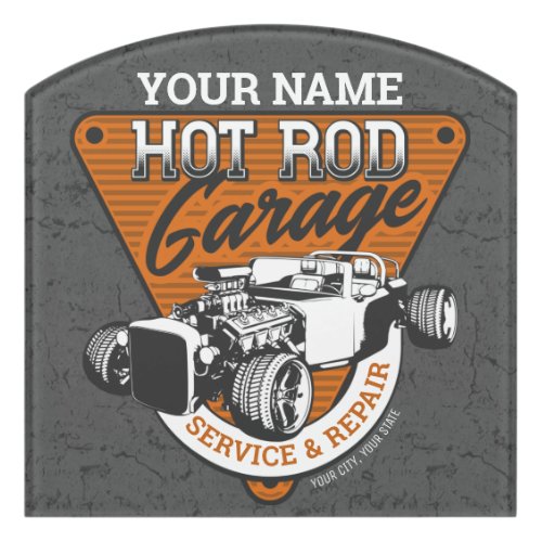 Personalized Hot Rod Garage Roadster Repair Shop  Door Sign