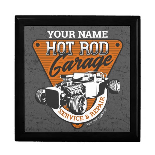 Personalized Hot Rod Garage Roadster Repair Shop  Gift Box