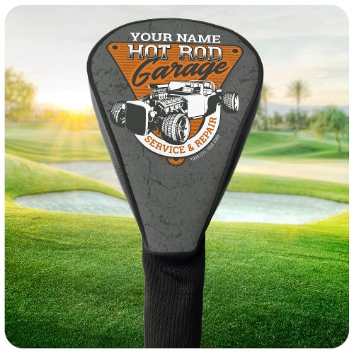 Personalized Hot Rod Garage Roadster Repair Shop Golf Head Cover