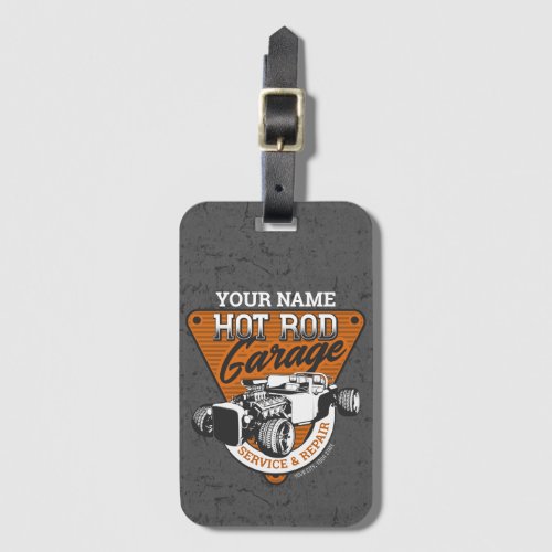 Personalized Hot Rod Garage Roadster Repair Shop Luggage Tag