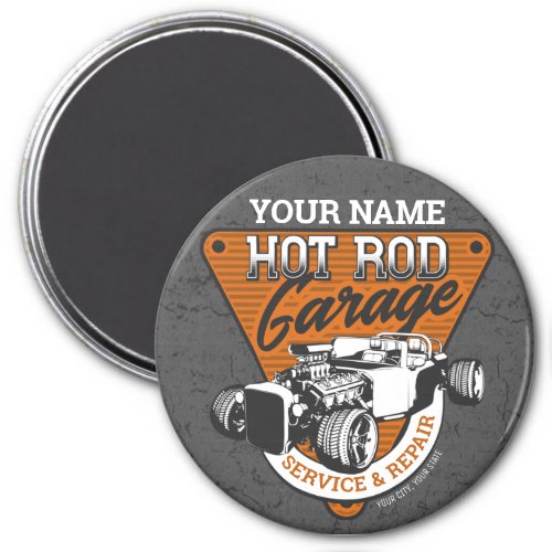 Personalized Hot Rod Garage Roadster Repair Shop  Magnet