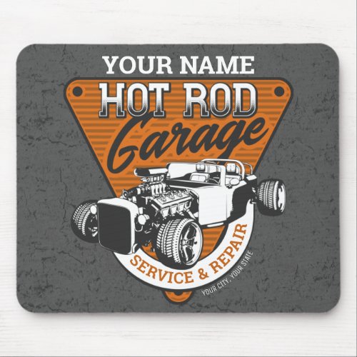 Personalized Hot Rod Garage Roadster Repair Shop  Mouse Pad