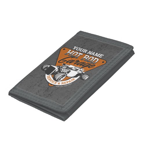 Personalized Hot Rod Garage Roadster Repair Shop  Trifold Wallet