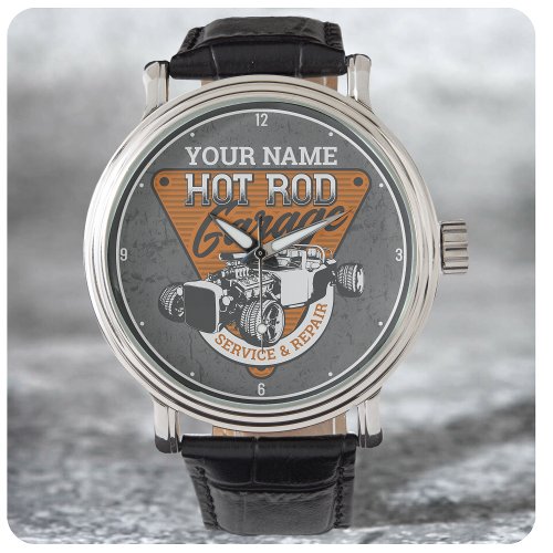 Personalized Hot Rod Garage Roadster Repair Shop Watch