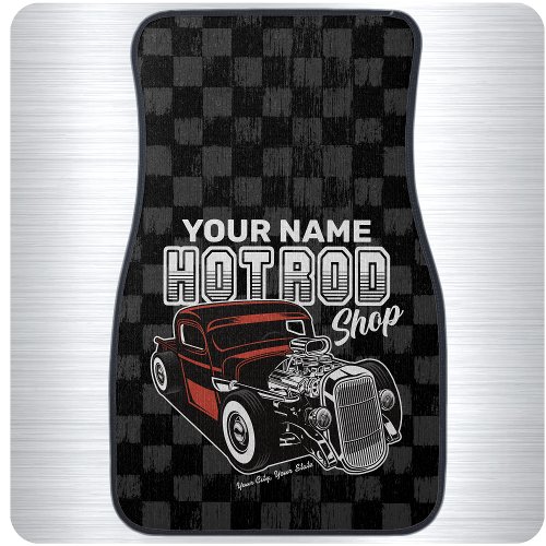 Personalized Hot Rod Shop Retro Garage Truck Car Floor Mat