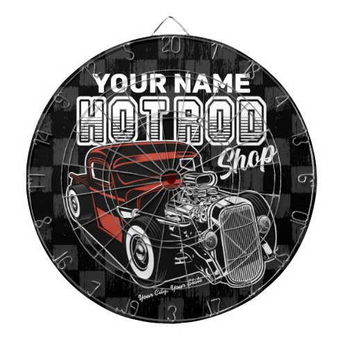 Personalized Hot Rod Shop Retro Garage Truck Dart Board