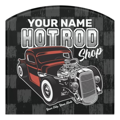 Personalized Hot Rod Shop Retro Garage Truck Door Sign