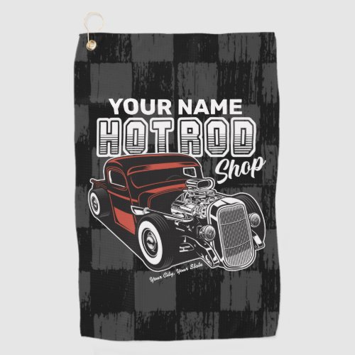 Personalized Hot Rod Shop Retro Garage Truck Golf Towel