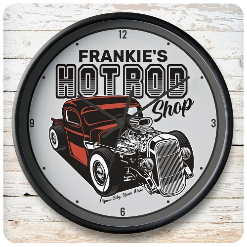 Personalized Hot Rod Shop Retro Garage Truck Large Large Clock