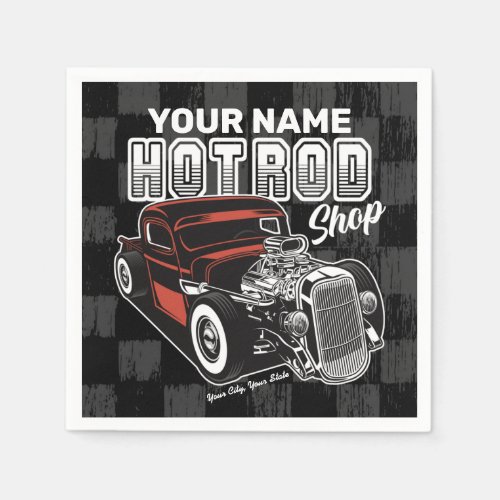 Personalized Hot Rod Shop Retro Garage Truck Napkins