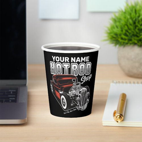 Personalized Hot Rod Shop Retro Garage Truck Paper Cups