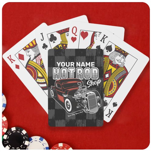 Personalized Hot Rod Shop Retro Garage Truck Poker Cards