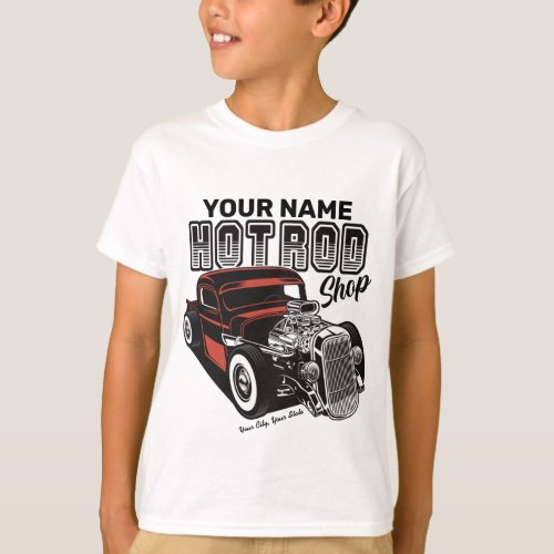 Personalized Hot Rod Shop Retro Garage Truck T_Shirt
