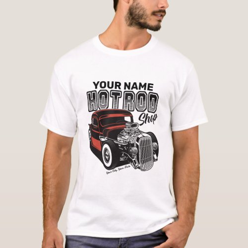 Personalized Hot Rod Shop Retro Garage Truck T_Shirt