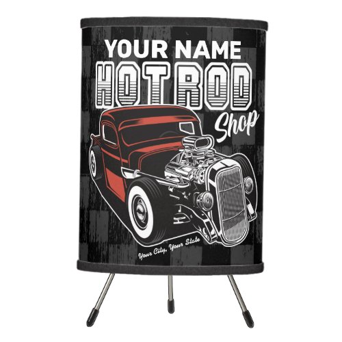 Personalized Hot Rod Shop Retro Garage Truck  Tripod Lamp