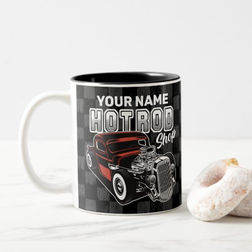 Personalized Hot Rod Shop Retro Garage Truck Two_Tone Coffee Mug