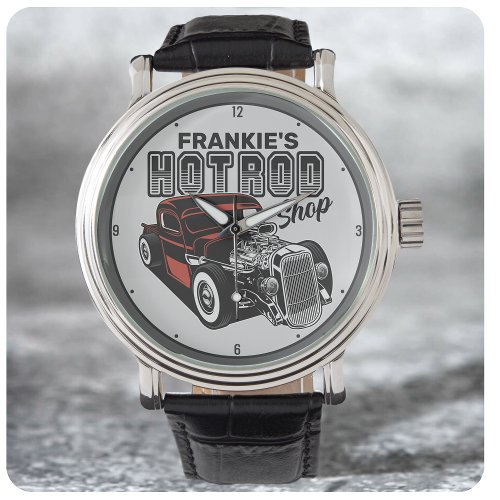 Personalized Hot Rod Shop Retro Garage Truck Watch