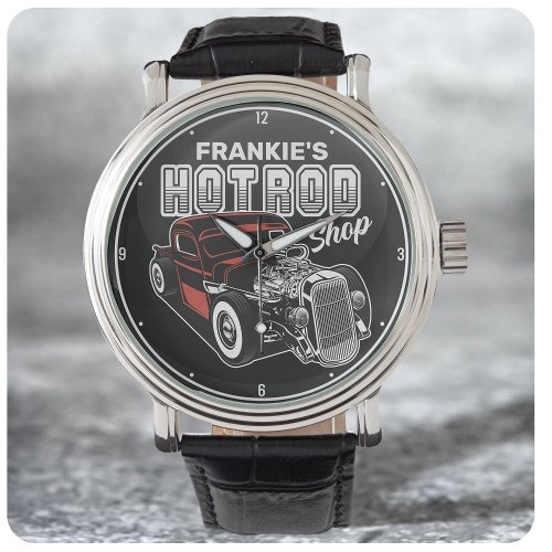 Personalized Hot Rod Shop Retro Garage Truck Watch