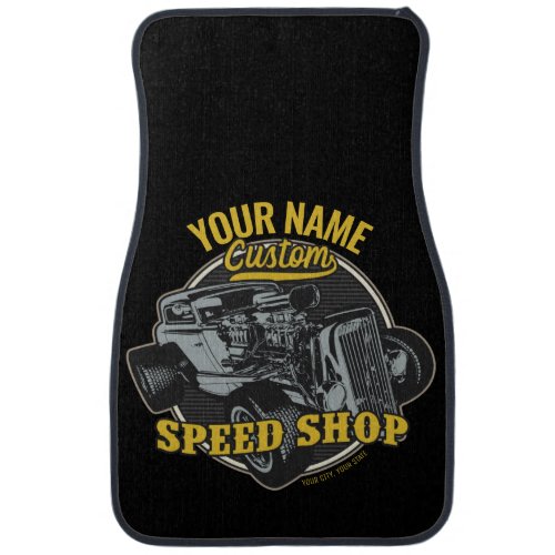 Personalized Hot Rod Speed Shop Racing Garage  Car Floor Mat
