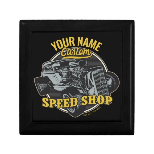 Personalized Hot Rod Speed Shop Racing Garage Gift Box