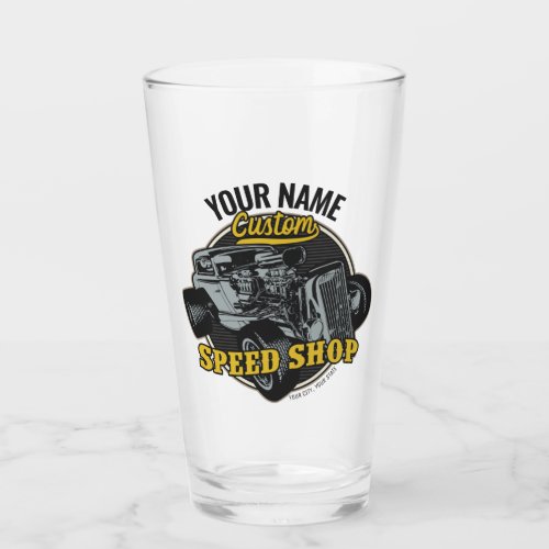Personalized Hot Rod Speed Shop Racing Garage  Glass