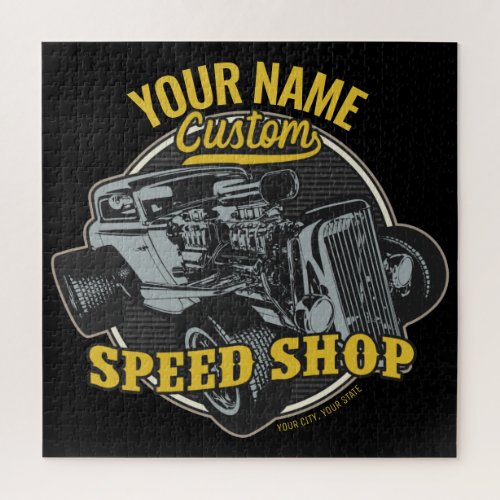 Personalized Hot Rod Speed Shop Racing Garage  Jigsaw Puzzle