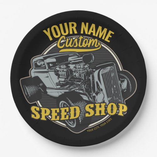 Personalized Hot Rod Speed Shop Racing Garage  Paper Plates