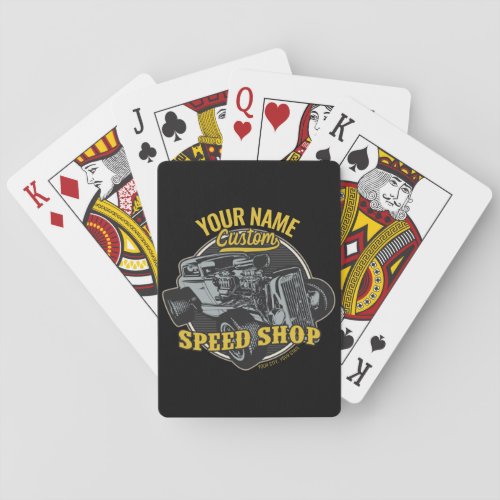 Personalized Hot Rod Speed Shop Racing Garage  Playing Cards