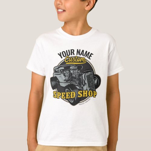 Personalized Hot Rod Speed Shop Racing Garage  T_Shirt