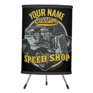 Personalized Hot Rod Speed Shop Racing Garage  Tripod Lamp