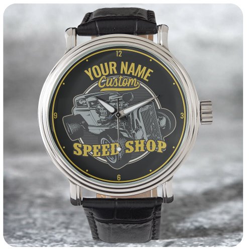 Personalized Hot Rod Speed Shop Racing Garage  Watch