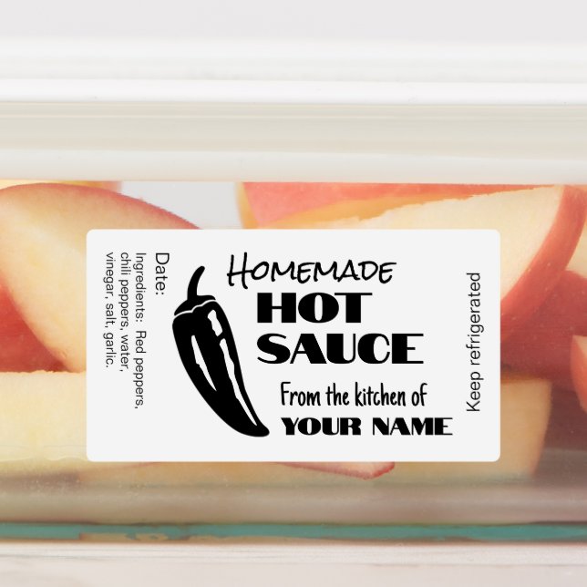 Personalized Hot Sauce Homemade Black and White Labels (Affixed)