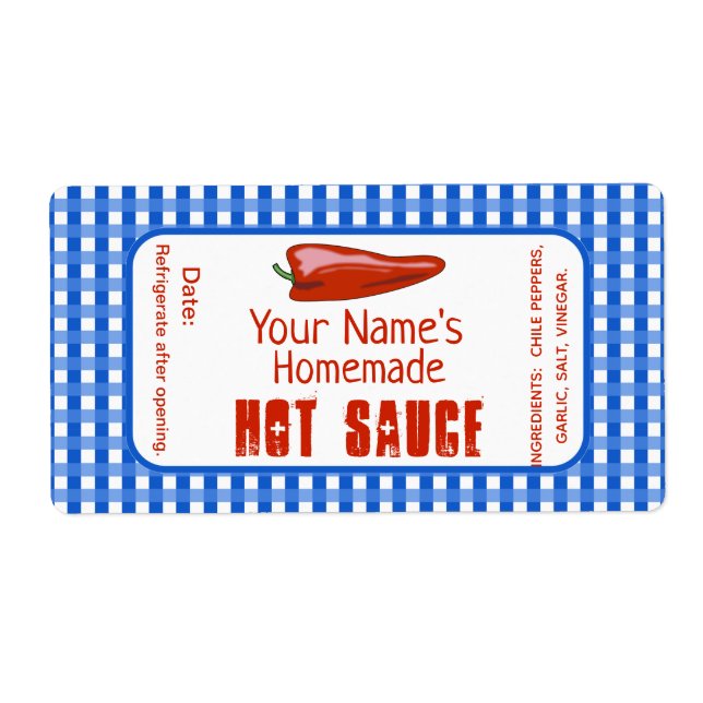 Personalized Hot Sauce Labels Custom Homemade Food (Front)