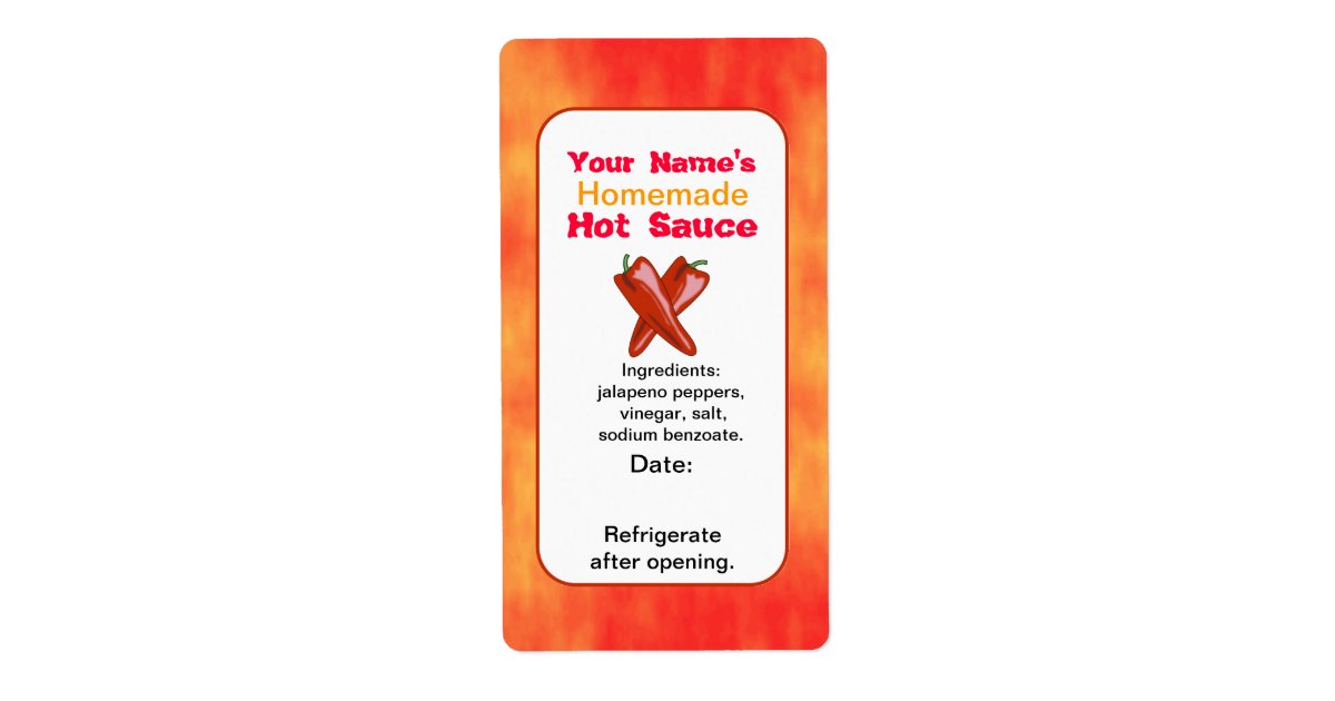 Personalized Hot Sauce Labels Template Chilies X | Zazzle.com Personalized Hot Sauce Labels Template Chilies X | Zazzle.com