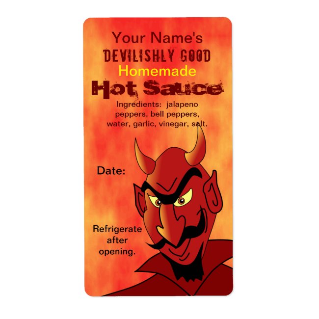 Personalized Hot Sauce Labels Template Devil Smile