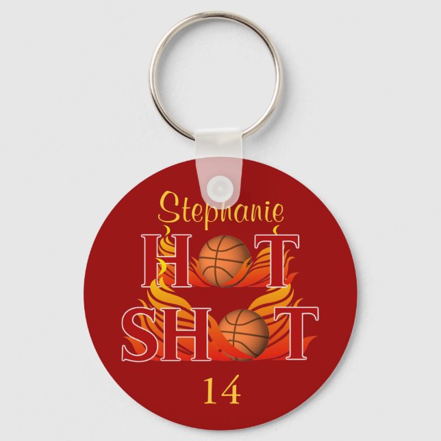 Personalized Hot Shot Name and Number Keychain (Front)