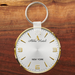 Personalized Hotel Name Luxury Gold Silver Keychain