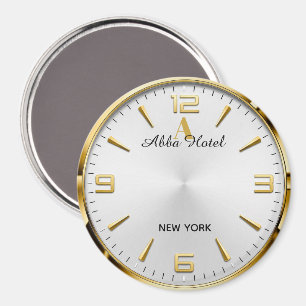 Personalized Hotel Name Luxury Gold Silver Magnet