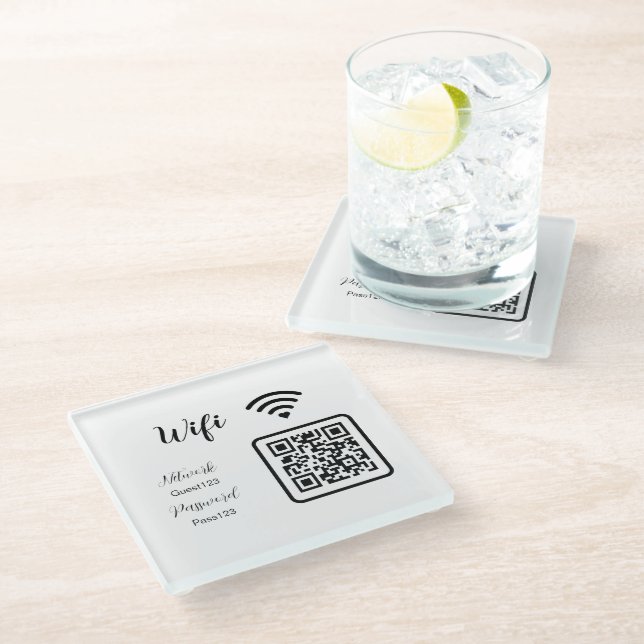 Personalized Hotel Wifi Password for QR Code Glass Coaster (Angled)